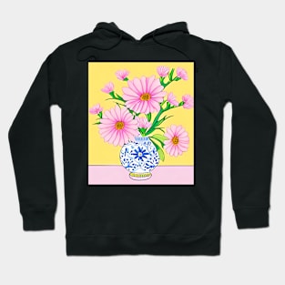 Daisies in chinoiserie jars on yellow Hoodie